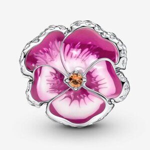 Pink Pansy Flower Charm